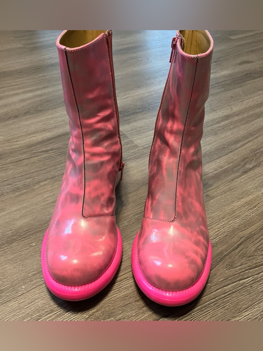 John Fluevog Pink and Silver Haring Boots size 9 - Picture 3 of 8